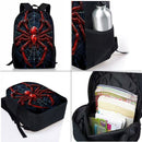 Style 12 3 Piece Spider Print School Bag Set - Large Capacity Polyester Backpack, Insulated Lunch Bag and Pencil Case - Lightweight Student Bookbag with Side Pocket for Boys Teens-3