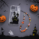 2-Pack Halloween Beaded Phone Charm - Cute Acrylic Pumpkin Skull Lanyard - Decorative Mobile Phone Accessory with Strap Loop - Spooky Festival Gift Suitable for couples-3