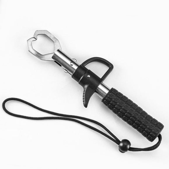 Stainless Steel Fishing Lip Gripper - 22cm Non-Slip Handle & Jaw Control, One-Handed Fish Holder  for Angling Boating