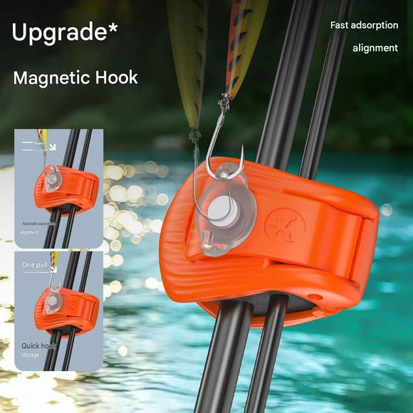 2 Pack Orange Magnetic Fishing Rod Holder Clip -  ABS Lure Rod Fastener with EVA Padding and Magnetic Hook Keeper for Kayak and Boat Storage