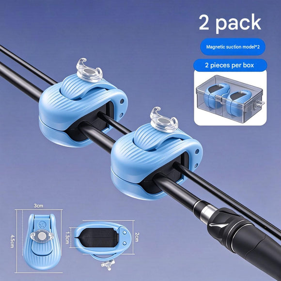 2 Pack Blue Magnetic Fishing Rod Holder Clip -  ABS Lure Rod Fastener with EVA Padding and Magnetic Hook Keeper for Kayak and Boat Storage