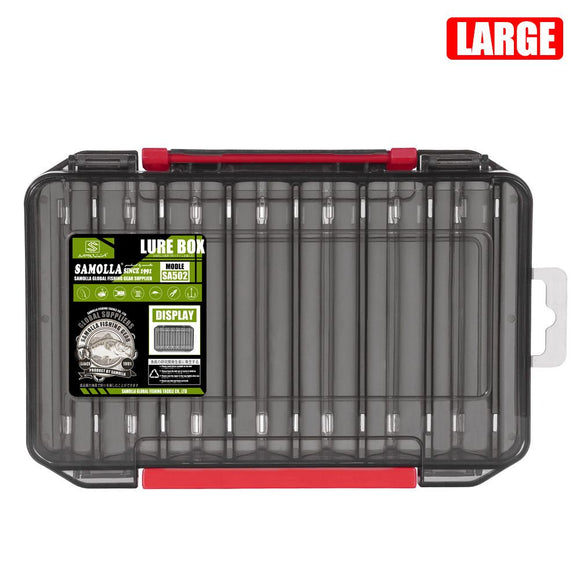 Black Large Size 19.8cm Fishing Lure Storage Box - Double Sided PP Tackle Organizer with Drainage System - Durable Hard Case for Minnows, Crankbaits, Hooks