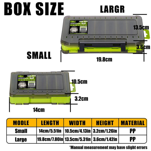 Yellow Large Size 19.8cm Fishing Lure Storage Box - Double Sided PP Tackle Organizer with Drainage System - Durable Hard Case for Minnows, Crankbaits, Hooks