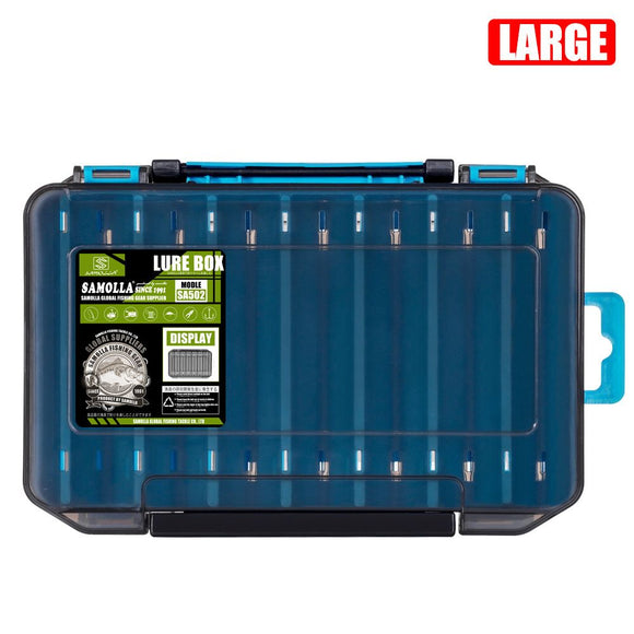 Blue Large Size 19.8cm Fishing Lure Storage Box - Double Sided PP Tackle Organizer with Drainage System - Durable Hard Case for Minnows, Crankbaits, Hooks