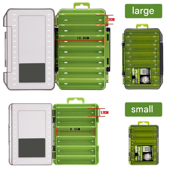 Blue Large Size 19.8cm Fishing Lure Storage Box - Double Sided PP Tackle Organizer with Drainage System - Durable Hard Case for Minnows, Crankbaits, Hooks