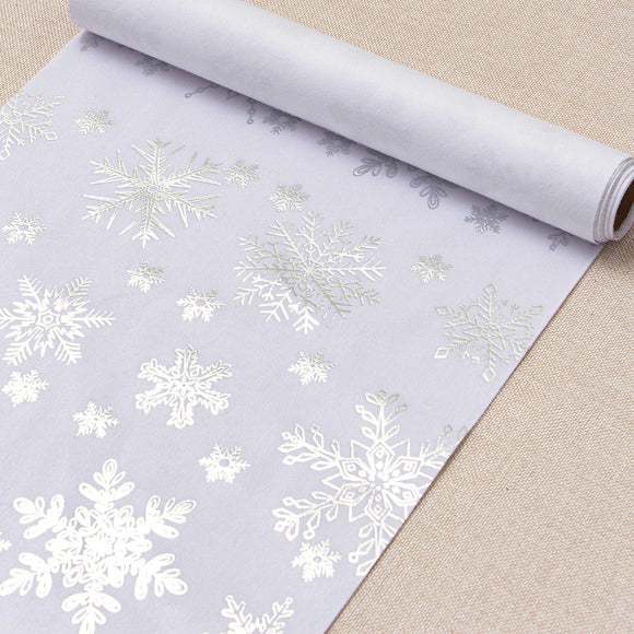 Red Festive Snowflake-Print Christmas Table Runner - 28x200cm Polyester Table Decoration, Ideal for Christmas Parties and Home Decor
