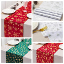 Golden Festive Snowflake-Print Christmas Table Runner - 28x200cm Polyester Table Decoration, Ideal for Christmas Parties and Home Decor-2