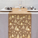 Golden Festive Christmas tree-Print Christmas Table Runner - 28x200cm Polyester Table Decoration, Ideal for Christmas Parties and Home Decor-1