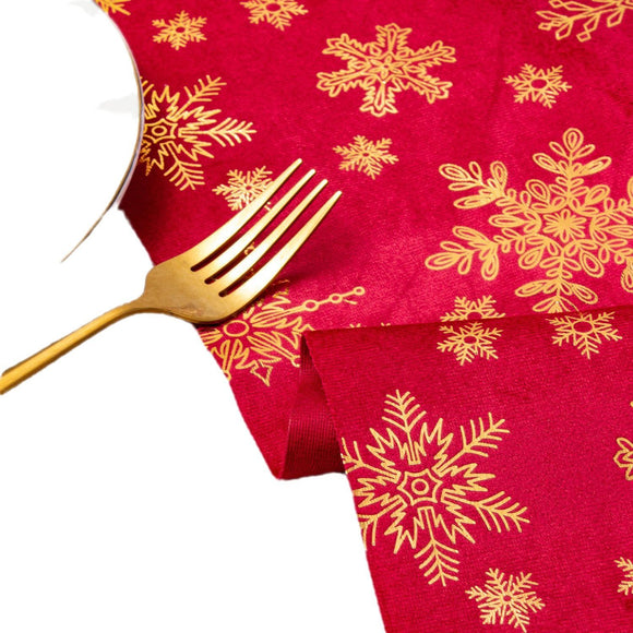 Golden Festive Christmas tree-Print Christmas Table Runner - 28x200cm Polyester Table Decoration, Ideal for Christmas Parties and Home Decor