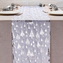 White Festive Christmas tree-Print Christmas Table Runner - 28x200cm Polyester Table Decoration, Ideal for Christmas Parties and Home Decor-1
