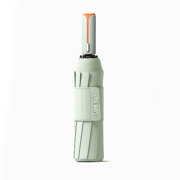 Automatic Folding Umbrella (Mint Green)- 105 cm Large Canopy, UPF 50+ Sun and Rain Umbrella with 10-Rib Frame, Auto Open Close Handle for Travel and Daily Commute