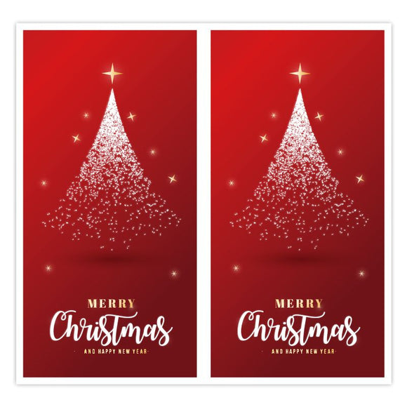 (Style 1) 50 Sheet Christmas Gift Sealing Sticker Set with 100 Stickers - 100 x 50 mm Rectangular Holiday Labels for Gift Boxes, Wrapping, Packaging and Envelopes