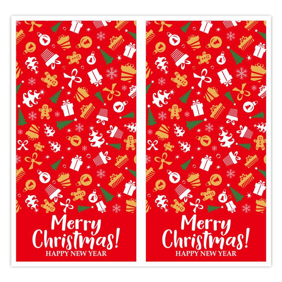 (Style 2) 50 Sheet Christmas Gift Sealing Sticker Set with 100 Stickers - 100 x 50 mm Rectangular Holiday Labels for Gift Boxes, Wrapping, Packaging and Envelopes