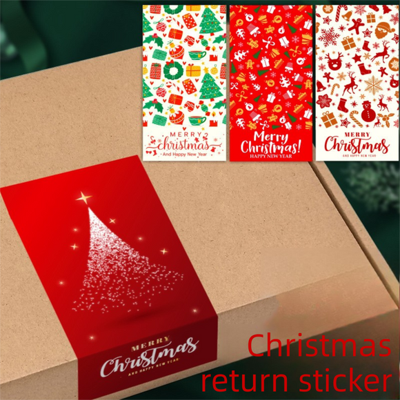 (Style 3) 50 Sheet Christmas Gift Sealing Sticker Set with 100 Stickers - 100 x 50 mm Rectangular Holiday Labels for Gift Boxes, Wrapping, Packaging and Envelopes