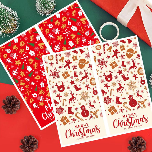(Style 3) 50 Sheet Christmas Gift Sealing Sticker Set with 100 Stickers - 100 x 50 mm Rectangular Holiday Labels for Gift Boxes, Wrapping, Packaging and Envelopes