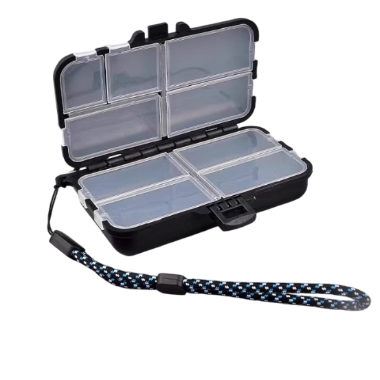 Fishing Tackle Box 2 Pack - Double Sided Portable Lure Storage Cases with Multiple Compartments, Secure Latch and Wrist Lanyard for Hooks, Sinkers and Small Fishing Accessories