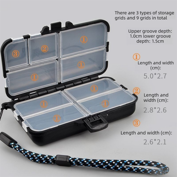 Fishing Tackle Box 2 Pack - Double Sided Portable Lure Storage Cases with Multiple Compartments, Secure Latch and Wrist Lanyard for Hooks, Sinkers and Small Fishing Accessories