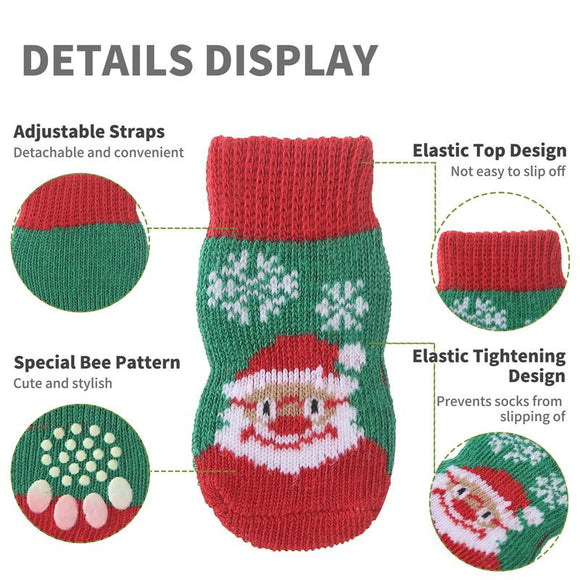 Matching Christmas Socks Set for Adult and Dog- Christmas Tree Design with One Pair Adult Socks and One Set M Size Anti Slip Pet Socks for Festive Photos and Holiday Wear