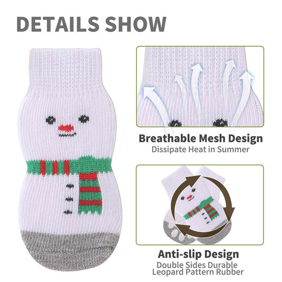 Matching Christmas Socks Set for Adult and Dog- Christmas Tree Design with One Pair Adult Socks and One Set L Size Anti Slip Pet Socks for Festive Photos and Holiday Wear