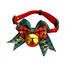 2 PCS Green Pet Christmas Bow Collar with Bell- 28-43 cm Adjustable Festive Bowtie Neck Collar for Cats and Dogs, Cute Holiday Party Decoration Accessory-1