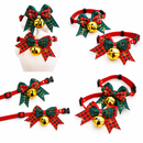 2 PCS Green Pet Christmas Bow Collar with Bell- 28-43 cm Adjustable Festive Bowtie Neck Collar for Cats and Dogs, Cute Holiday Party Decoration Accessory-4