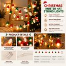 Christmas Knitted Hat String Lights (1.5M)- Warm White LED Fairy Lights with Red, Green and White Mini Hat Covers, Battery Powered Festive Decor for Tree, Mantel and Windows-5