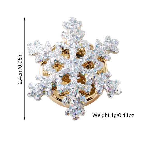 2 Piece Christmas Snowflake Button Cover Set - 2.4cm Sparkling Silver Snowflake Decorative Shirt Button Covers for Blouses, Dresses and Festive Outfits