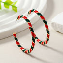 Christmas Red and Green Spiral Hoop Earrings - 4.2cm Festive Striped Statement Earrings with Gold Tone Accents for Holiday Parties, Christmas Outfits and Gifting-1