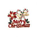Christmas Merry Christmas Brooch - Festive Candy Cane, Poinsettia and Holly Pin with Rhinestone Details, Gold Tone Holiday Accessory for Clothing, Scarves and Bags-5