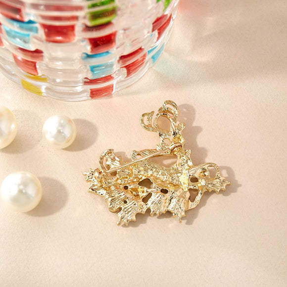 Christmas Bell Brooch Pin - 5cm Red Green Rhinestone Double Bell Design with Bow and Holly Details, Festive Holiday Accessory for Sweaters, Coats, Scarves and Bags