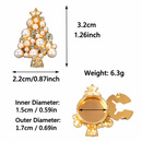 Christmas Tree Cufflinks 2 Pack - Gold Tone Pearl and Rhinestone Festive Shirt Cuff Links for Christmas Parties and Holiday Outfits-6