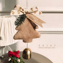 Brown Christmas Tree Bell Ornaments 4 Pack - 9 x 7.6 cm Plush Hanging Decorations with Bow, Pine Accent and Bell for Door, Wall, Car and Holiday Decor-1