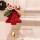 Brown Christmas Tree Bell Ornaments 4 Pack - 9 x 7.6 cm Plush Hanging Decorations with Bow, Pine Accent and Bell for Door, Wall, Car and Holiday Decor-2