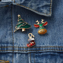 3 Piece Red Green Enamel Christmas Brooch Pins Set - Gold Alloy Festive Lapel Badges with Christmas Stocking, Reindeer and Snowman Design, Holiday Jewellery for Suits, Jackets, Bags and Gifts-2