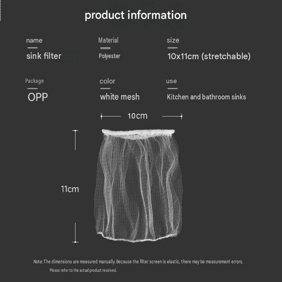 100 Pack Disposable Sink Strainer Bags - Stretchable Polyester Mesh Drain Filter for Kitchen Waste - Prevents Clogs, Easy Mess Free Cleanup, Fits Standard Sink Baskets