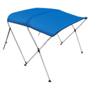 VEVOR 3 Bow Bimini Top Boat Cover, 900D Polyester Canopy with 1" Aluminum Alloy Frame, Waterproof and Sun Shade, Includes Storage Boot, 2 Support Poles, 4 Straps, 6'L x 46"H x 61"-66"W, Pacific Blue-1