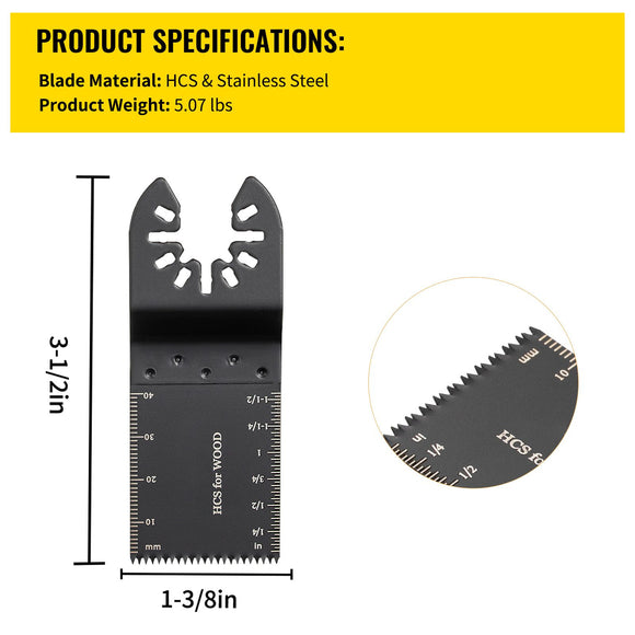 100PCS Oscillating Saw Blades, Quick Release Multitool Blades Kit, HCS Tool Blades for Wood Plastic, Compatible with Dewalt Dremel Fein Worx Bosch Makita Milwaukee