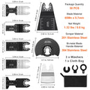 30PCS Multi Tool Blades Kits, Universal Quick Release Oscillating Saw Blades, 8 Types Wood Metal Plastic Oscillating Tool Blades, Fit Dewalt Bosch Milwaukee Hitachi Chicago Craftsman-7
