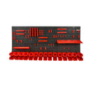 Wall Mounted Storage Bins, 30-Bin Parts Rack Organizer Garage Plastic Shop Tool with Wall Panels/Tool Holders/Hooks, Tool Organizer for Nuts, Bolts, Screws, Nails, Beads, Buttons, Black and Red-10