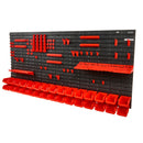 VEVOR Wall Mounted Storage Bins, 30-Bin Parts Rack Organizer Garage Plastic Shop Tool with Wall Panels/Tool Holders/Hooks, Tool Organizer for Nuts, Bolts, Screws, Nails, Beads, Buttons, Black and Red-9