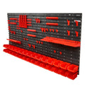 VEVOR Wall Mounted Storage Bins, 30-Bin Parts Rack Organizer Garage Plastic Shop Tool with Wall Panels/Tool Holders/Hooks, Tool Organizer for Nuts, Bolts, Screws, Nails, Beads, Buttons, Black and Red-11