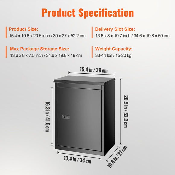 Package Delivery Boxes for Outside 15.4" x 10.6" x 20.5" with Coded Lock