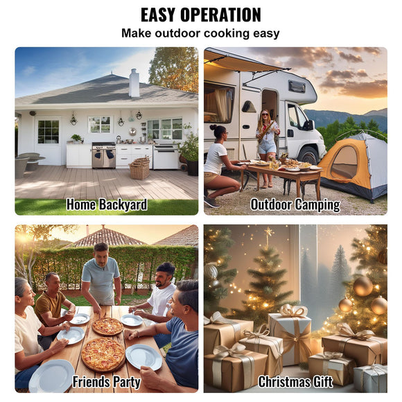Outdoor Pizza Oven, 12" Wood Fired Pizza Ovens, Pellet Pizza Stove with Thermometer, Portable Pizza Maker for Outside Backyard Patio Camping, Pizza Stone, Carry Bag, Shovel, Black