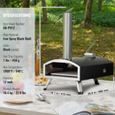 Outdoor Pizza Oven, 12" Wood Fired Pizza Ovens, Pellet Pizza Stove with Thermometer, Portable Pizza Maker for Outside Backyard Patio Camping, Pizza Stone, Carry Bag, Shovel, Black-7