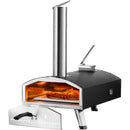 Outdoor Pizza Oven, 12" Wood Fired Pizza Ovens, Pellet Pizza Stove with Thermometer, Portable Pizza Maker for Outside Backyard Patio Camping, Pizza Stone, Carry Bag, Shovel, Black-9
