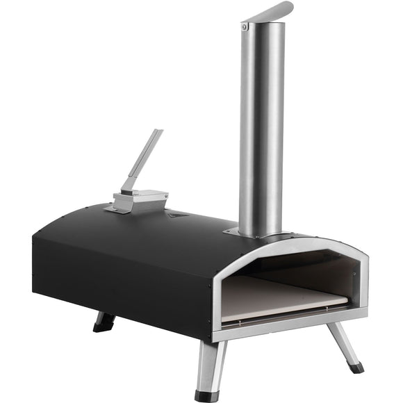 Outdoor Pizza Oven, 12" Wood Fired Pizza Ovens, Pellet Pizza Stove with Thermometer, Portable Pizza Maker for Outside Backyard Patio Camping, Pizza Stone, Carry Bag, Shovel, Black