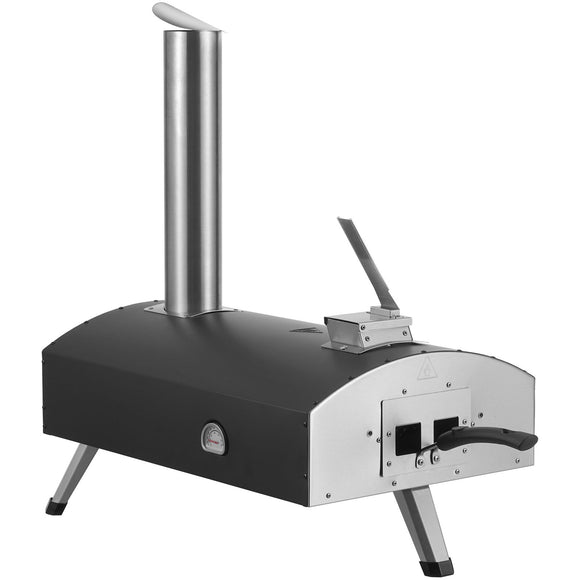 Outdoor Pizza Oven, 12" Wood Fired Pizza Ovens, Pellet Pizza Stove with Thermometer, Portable Pizza Maker for Outside Backyard Patio Camping, Pizza Stone, Carry Bag, Shovel, Black