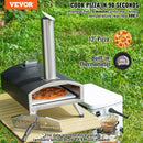 VEVOR Outdoor Pizza Oven, 12" Wood Fired Pizza Ovens, Pellet Pizza Stove with Thermometer, Portable Pizza Maker for Outside Backyard Patio Camping, Pizza Stone, Carry Bag, Shovel, Black-2