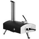 Outdoor Pizza Oven, 12" Wood Fired Pizza Ovens, Pellet Pizza Stove with Built-in Thermometer, with Thickened Cordierite, Rotating Pizza Stone, Carry Bag, Shovel, Portable Pizza Maker for Outside Backyard Patio Camping Black-12