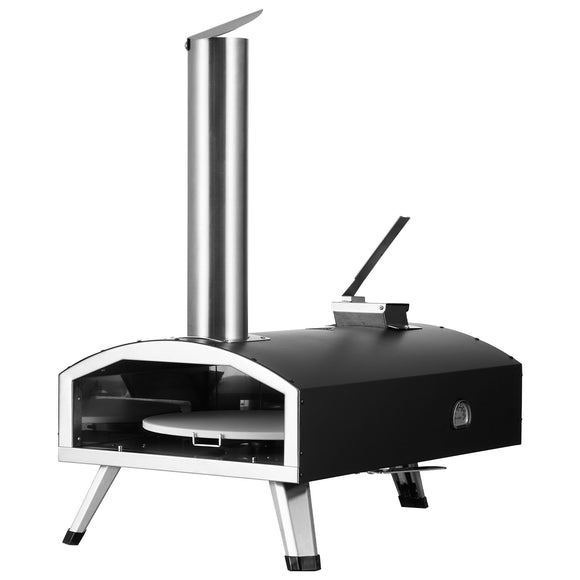 VEVOR Outdoor Pizza Oven, 12" Wood Fired Pizza Ovens, Pellet Pizza Stove with Built-in Thermometer, with Thickened Cordierite, Rotating Pizza Stone, Carry Bag, Shovel,  Portable Pizza Maker for Outside Backyard Patio Camping Black